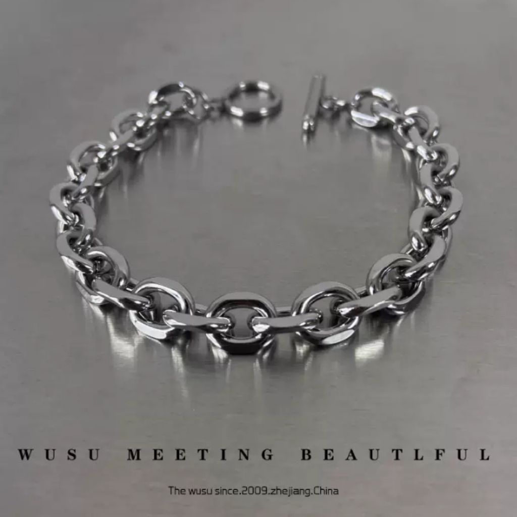 Gelang Rantai Stainless Steel Premium Pria & Wanita – Korean Minimalist Bracelet Rantai Bulat