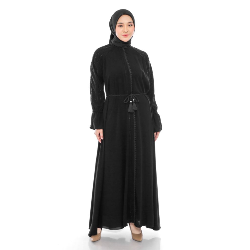 gamis abaya Hitam putih mayung dan sudah dapet ikat pinggang abaya Hitam mewah Payet kebaya penganti