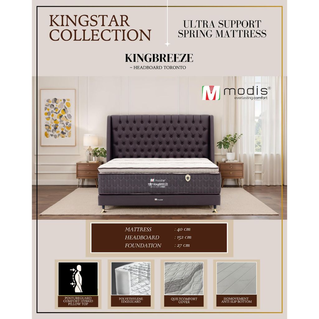 MODIS Kingbreeze Spring Bed Ultra Support Hybrid Pillow Top 40cm Matras Tebal