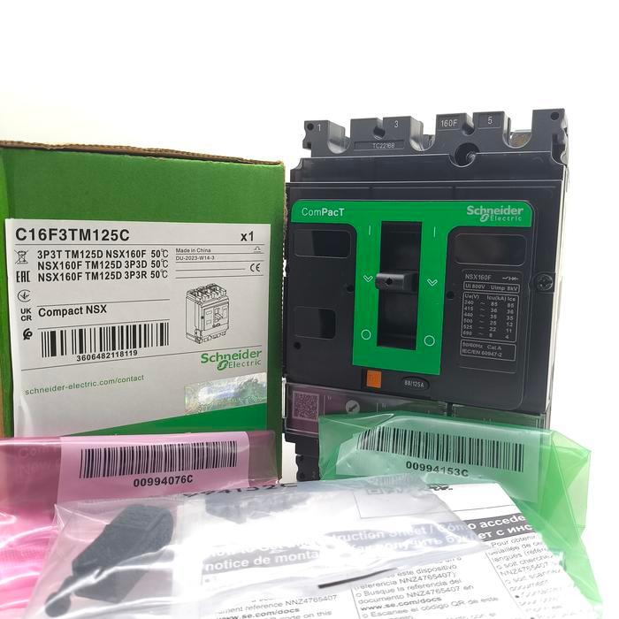 MCCB BREAKER NSX160F 3P 125A 87.5A - 125A 36kA 3POLE TM125D 3 POLE 3PHASE 3 PHASE 125 A