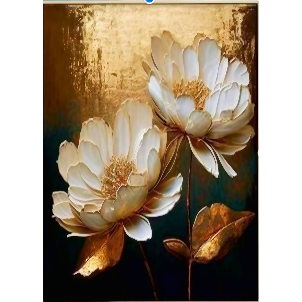 lukisan dinding bunga aksen gold aesthetic