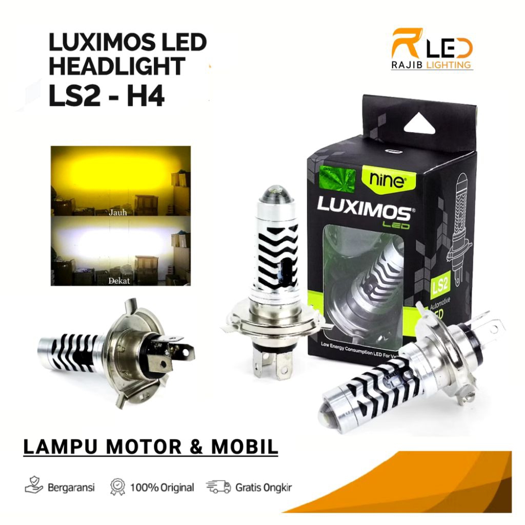 LAMPU LED MOTOR MOBIL H4 2 WARNA - LUXIMOS LS2