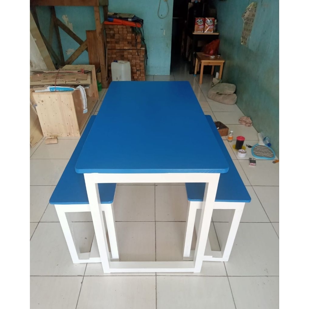 (133). set meja makan kayu jati Belanda dengan kursi cafe
