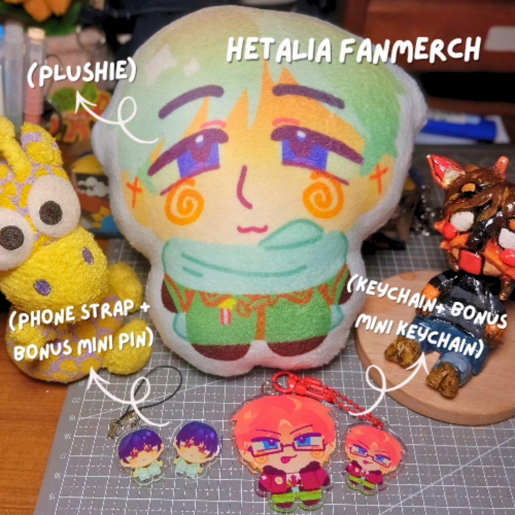 (NEW) Hetalia Fanmerch (Phone strap and Keychain)