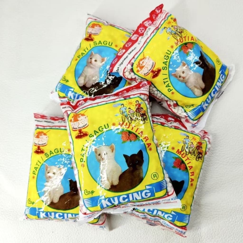 Sagu mutiara cap Kucing kemasan ekonomis 100 gram untuk bubur mutiara