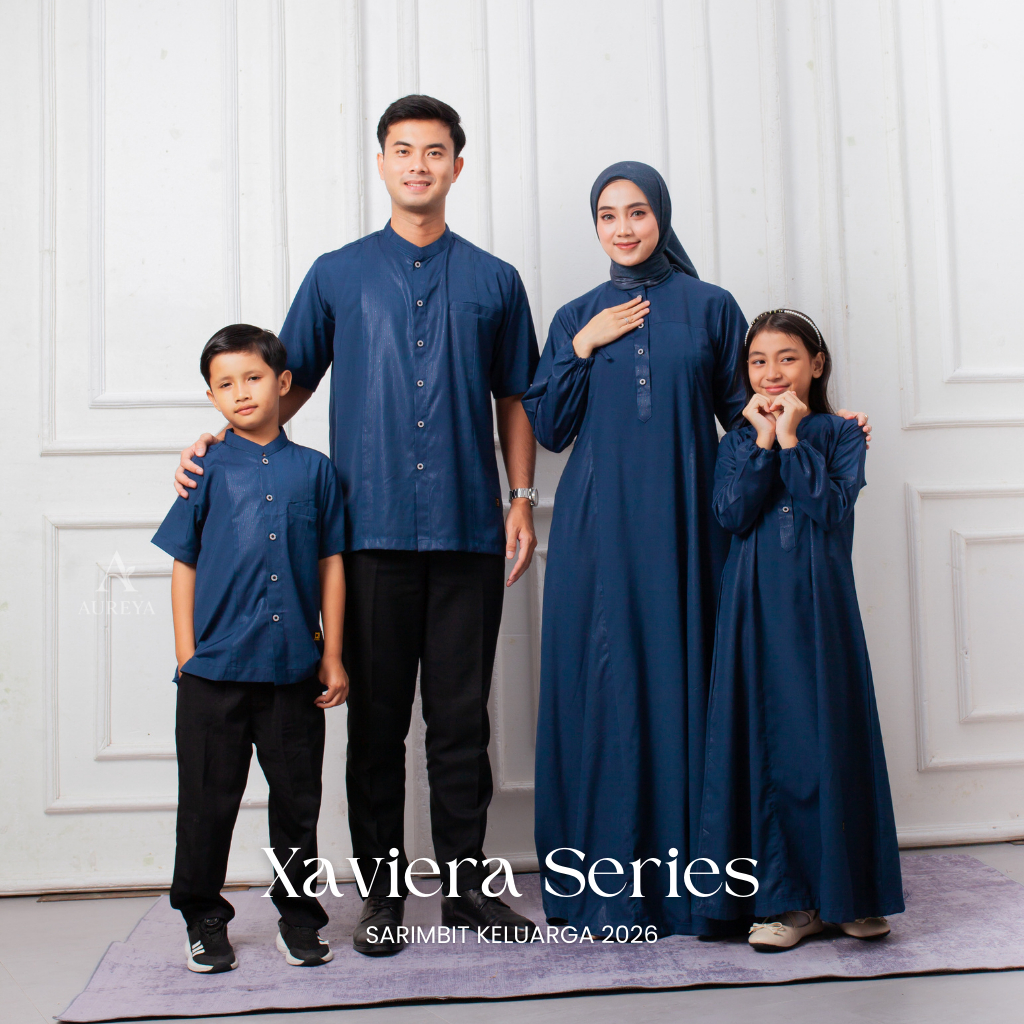 Aureya Fashion - Sarimbit Keluarga Xaviera ( Navy ) Series / Baju couple keluarga / Sarimbit Keluarg