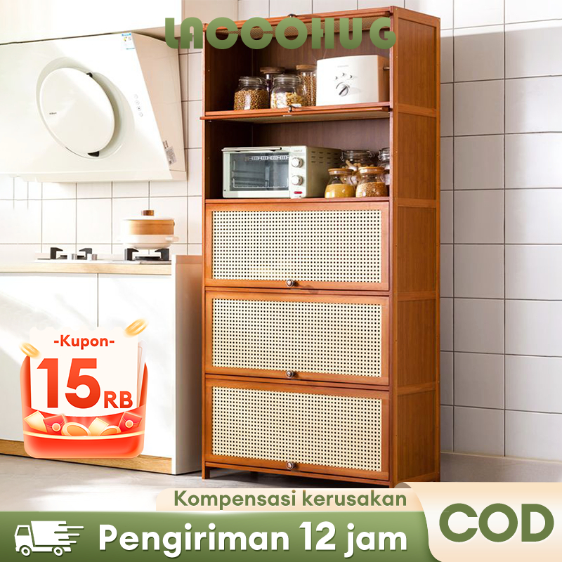 Laccohug Lemari Dapur Lemari Penyimpanan Peralatan Dapur Lemari Penyimpanan Kayu Berkapasitas Besa