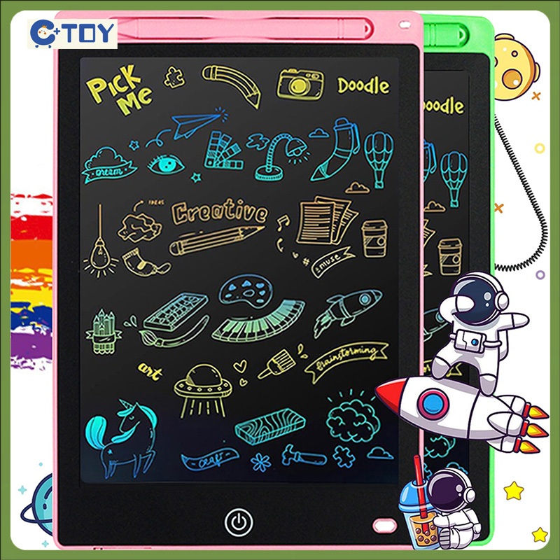 LCD Writing Tablet Anak Papan Tulis LCD Anak Belajar Menulis Menggambar 10/12 inch