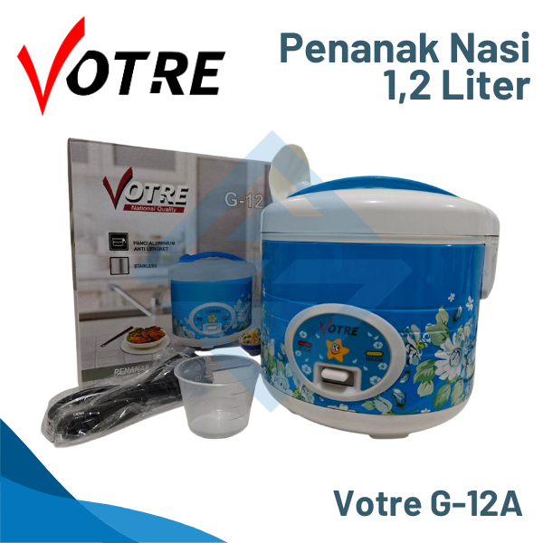 Rice Cooker Magic Com 1,2 Liter VOTRE G-12 ADVANCE, Panci Anti Lengket Gelas Ukur Penanak Nasi Rice