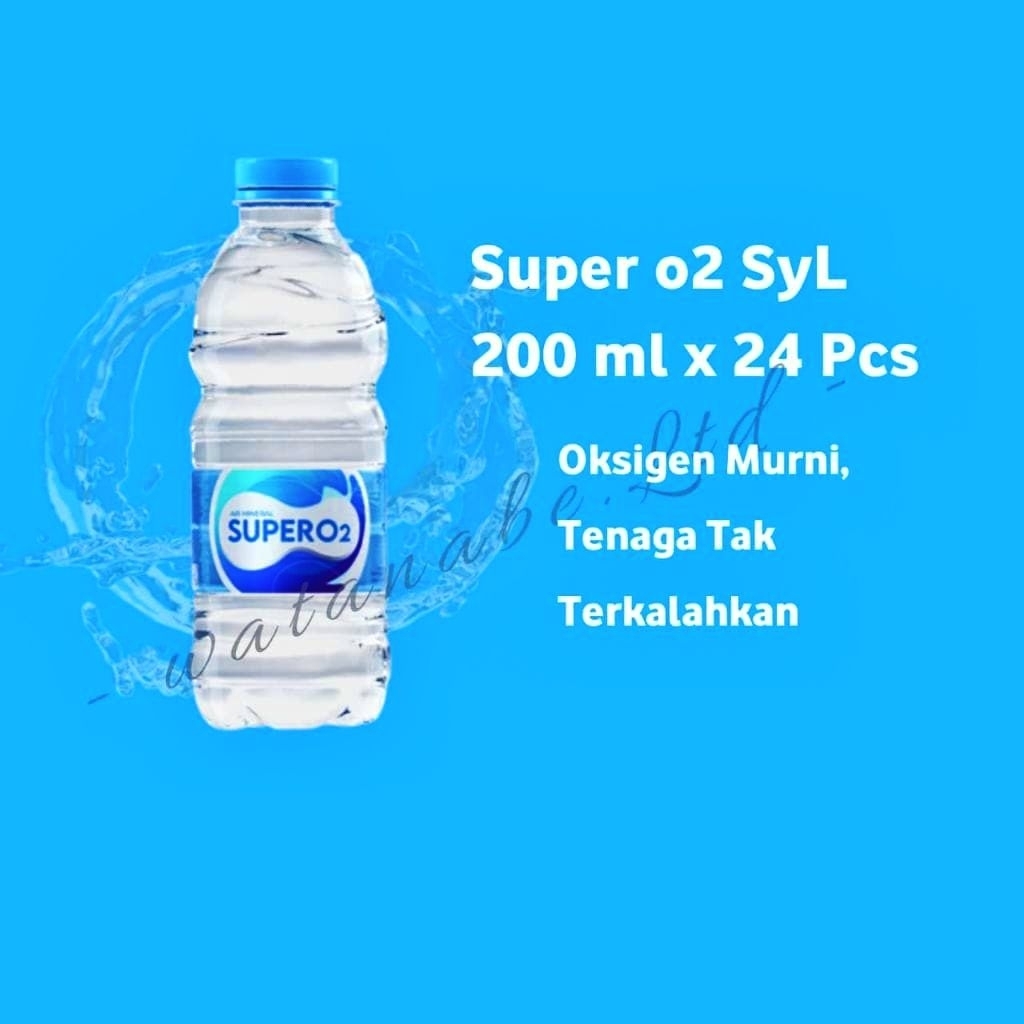 (ISI 24 PCS) Air Minum 200ml Merk Super o2 | Air Kemasan Botol 200ml