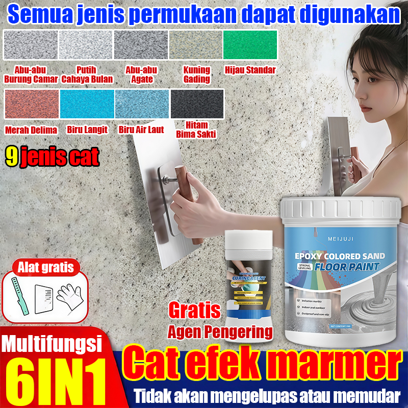 6-In-1 Cat lantai epoxy lantai pasir semen 1kg cat genteng anti bocor anti air motif marmer