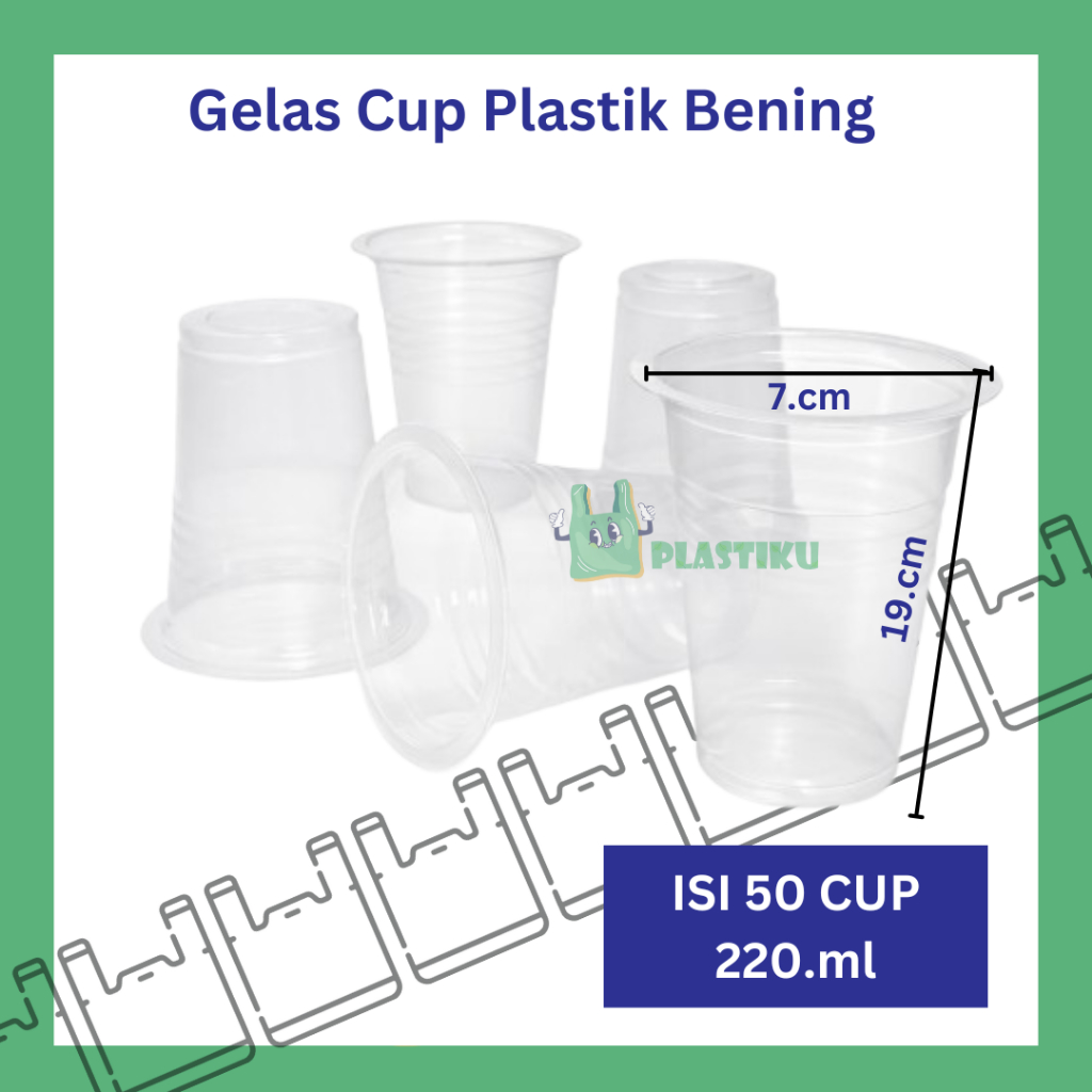 Gelas Cup Plastik Bening 220.ml [50 CUP] / Gelas Aqua