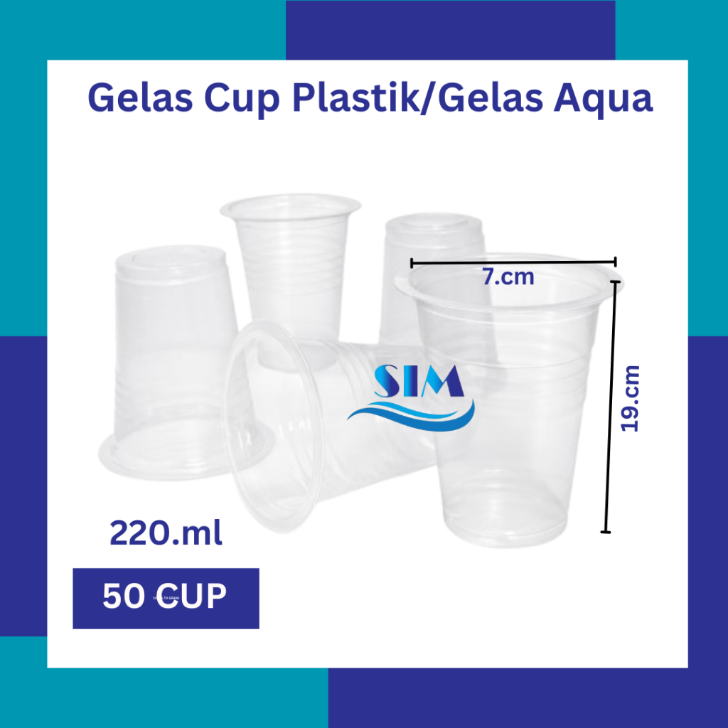 Gelas Cup Plastik Bening 220.ml [50 CUP]/ Gelas Aqua