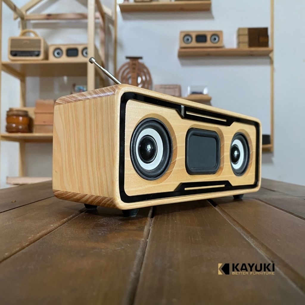 Radio dan Speaker Bluetooth bahan Kayu Pinus Solid (BUKAN PLASTIK) Jadul Vintage Klasik Retro seri S