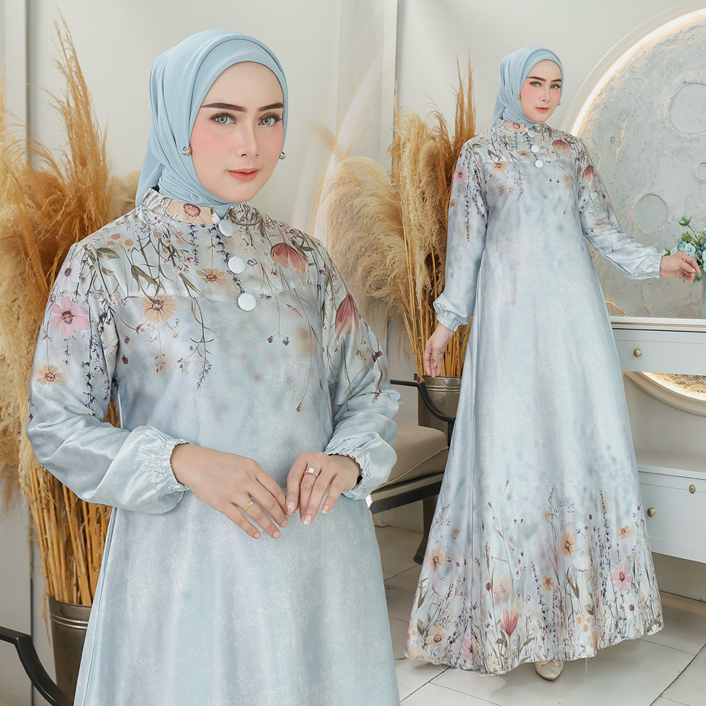 AM - Lanisya Dress Armani Silk / Gamis Armani Silk Printing / Gamis Silk Favorite