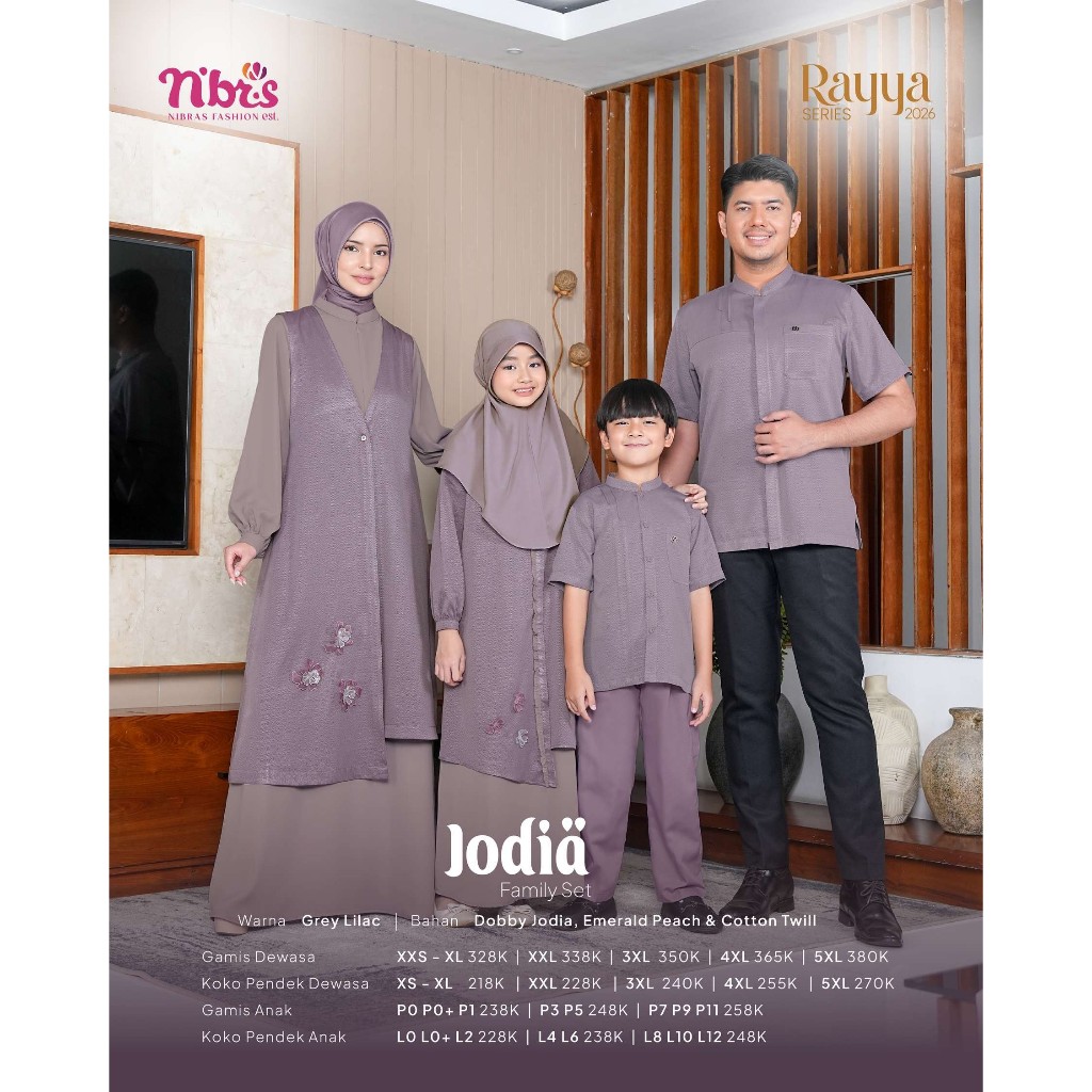 FAMSET by NIBRAS RAYYA 2026 JODIA WARNA GREY LILAC GAMIS KOKO