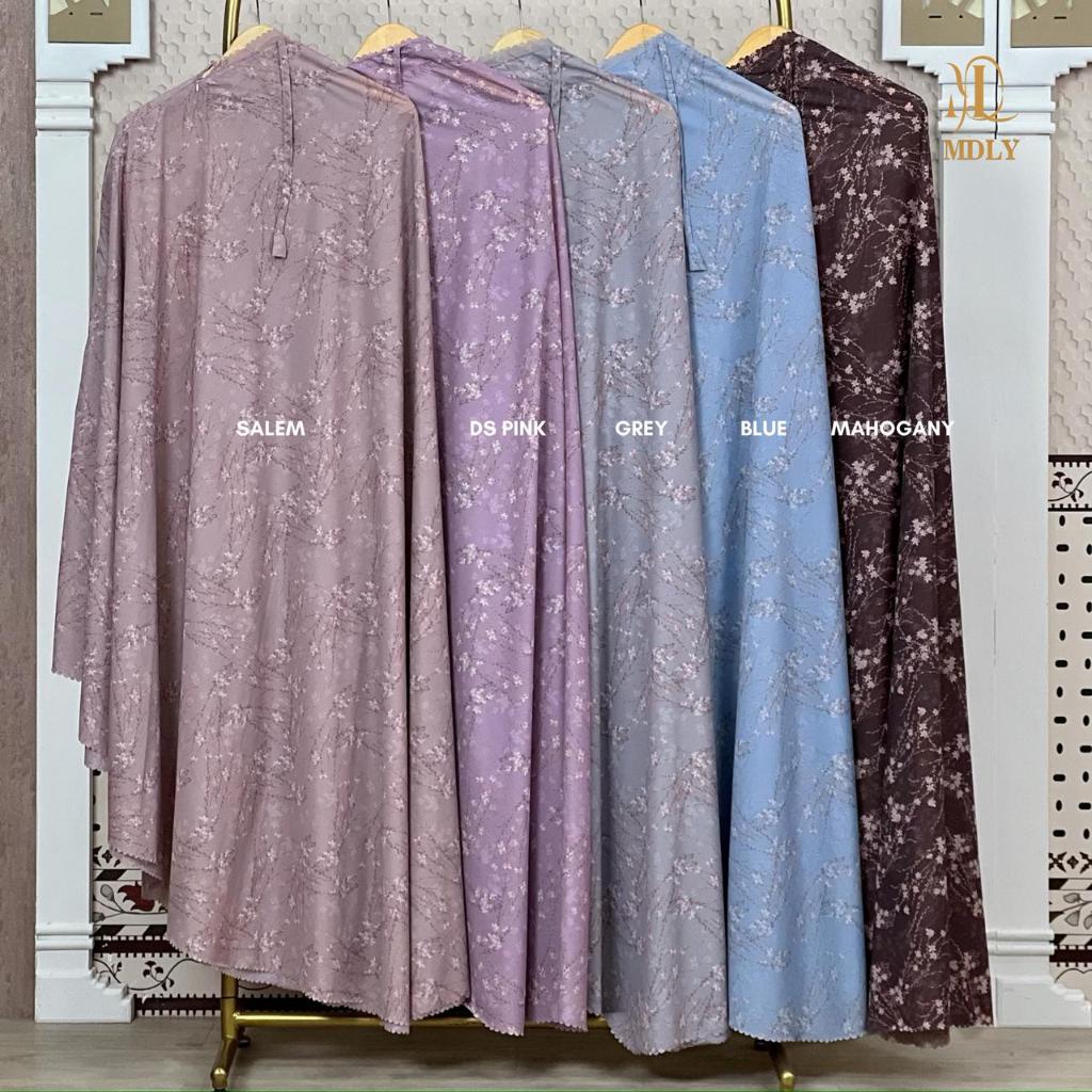 Mukena Travel MDLY Perlengkapan Sholat Set Travelling Premium Motif Print Floral Adem Halus Ringan