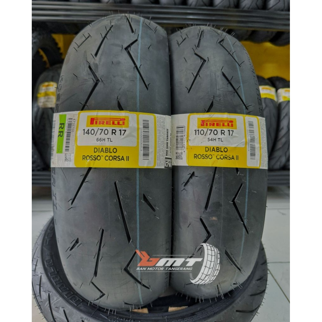 Paket Ban Pirelli Diablo Rosso Corsa II Radial ukuran 110/70-17 & 140/70-17 Tubelees