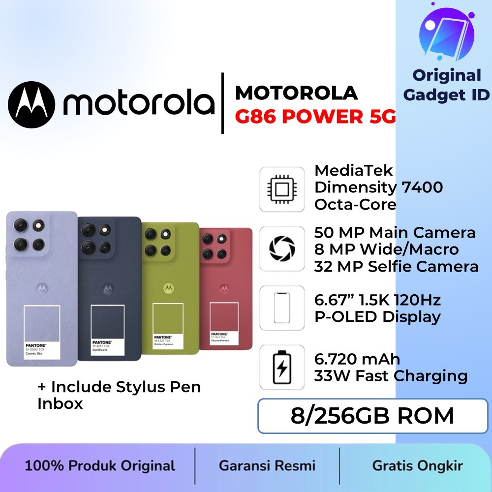 Motorola G86 Power 5G 8/256 GB RAM 8GB ROM 256GB Original Smartphone ( Garansi Resmi Indonesia )