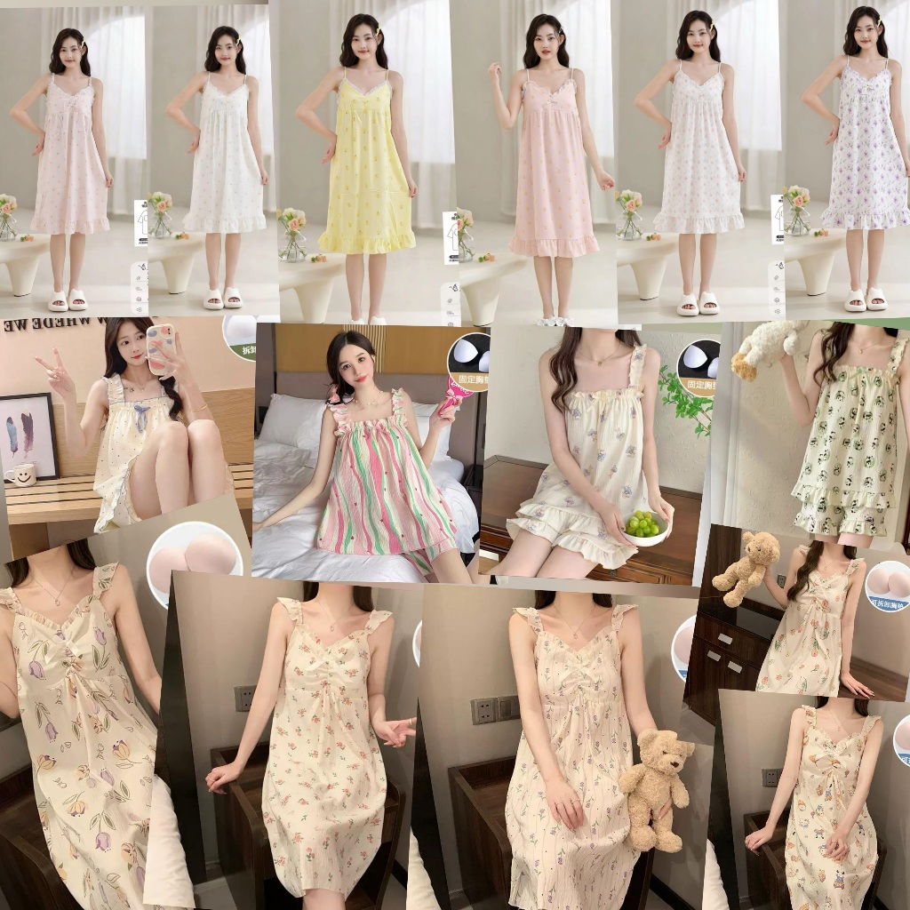 STV Daster Tanpa Lengan Dan Hotpants Tanpa Lengan Baju Tidur / Piyama Bahan Crincle Halus Premium Ce