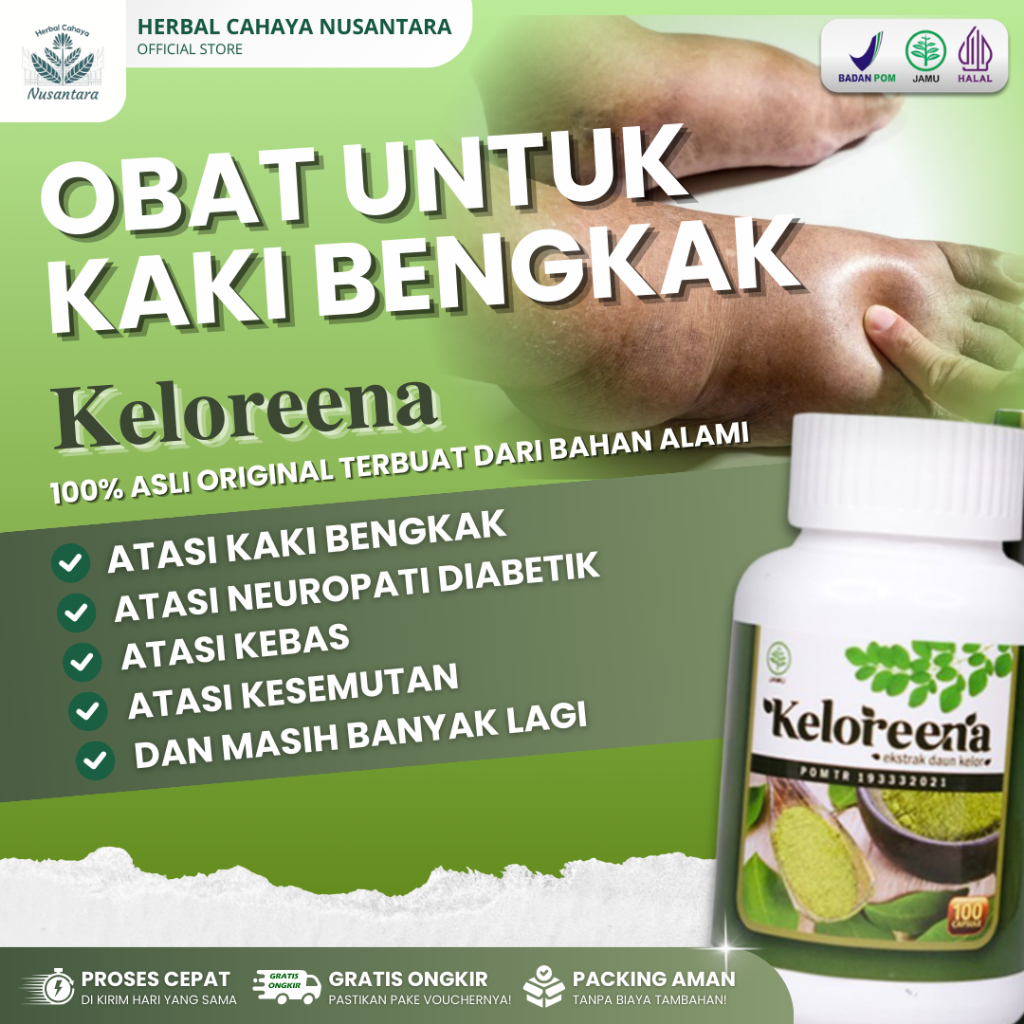 Obat Kaki Bengkak Pengempis Bengkak Pereda Pembengkakan Alami Keloreena Ekstrak Daun Kelor 100% Asli