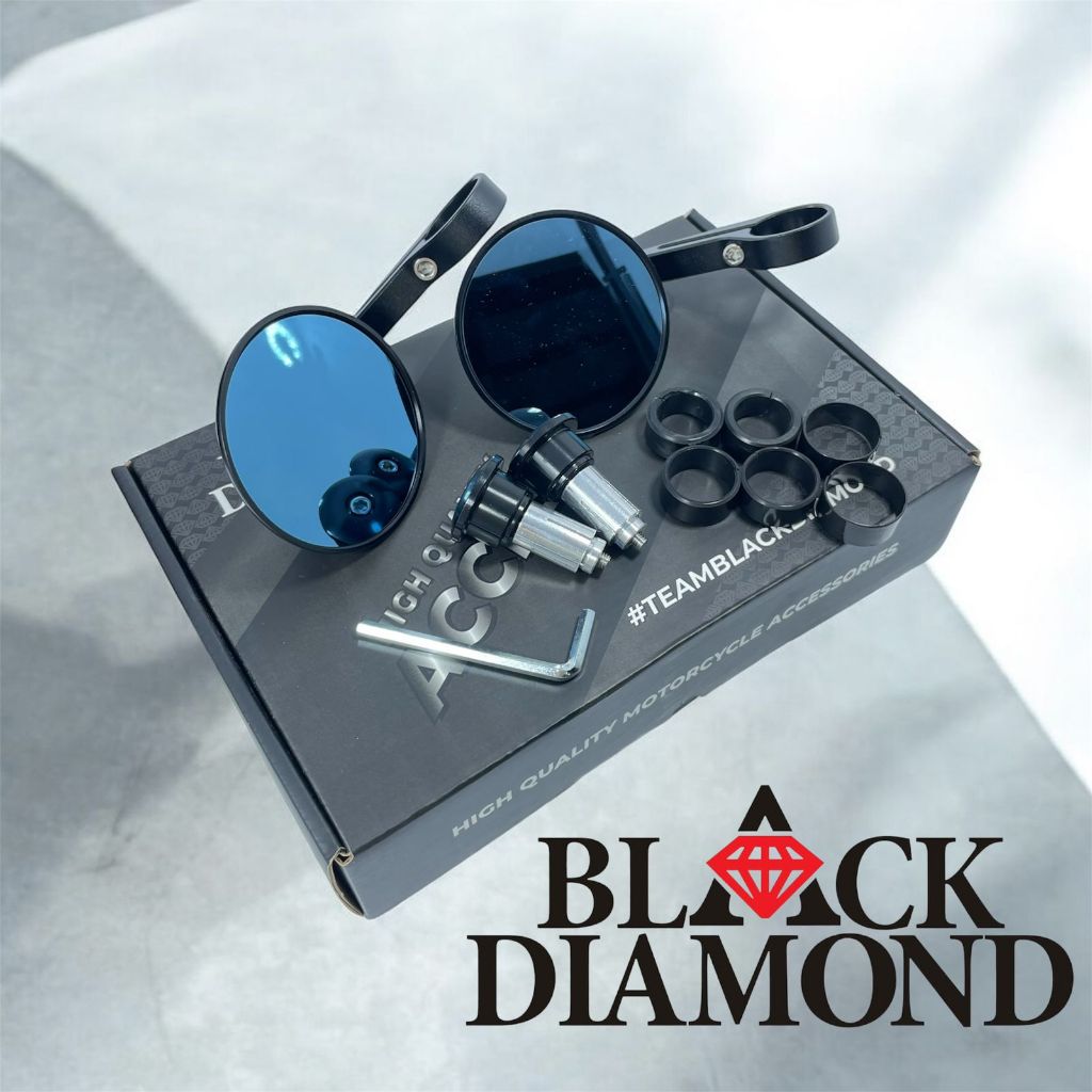 KACA SPION MOTOR Bar End Spion Jalu Stang Bulat Kaca Bening / Kaca Biru Anti Silau Original BLACK DI