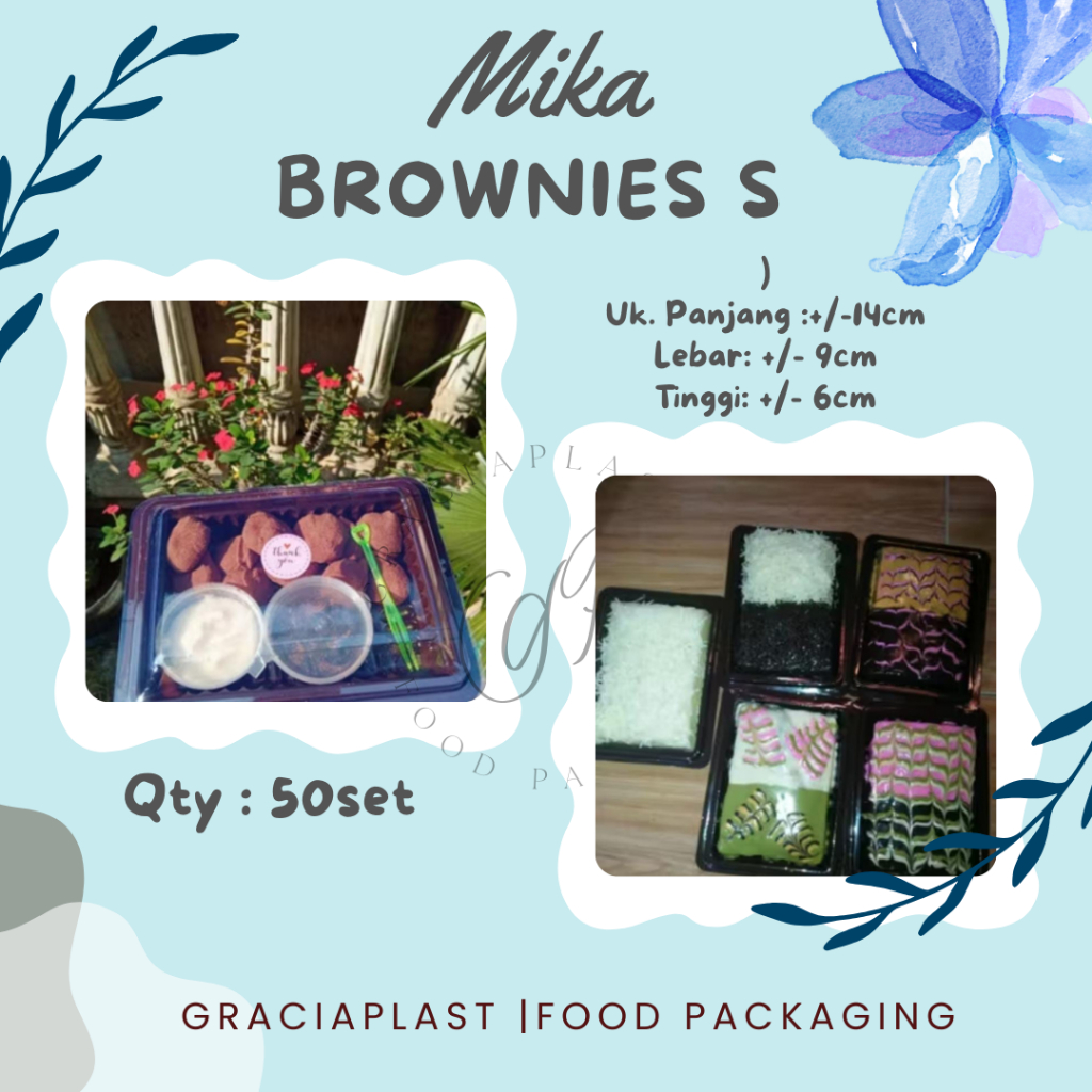 MIKA BROWNIES UKURAN S POLOS/ MIKA BROWNIES KECIL/ MIKA KUE MURAH ISI 50PCS
