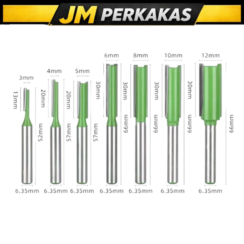Mata Router Kayu Lurus 6mm Shank 1/4 Inch – Trimmer Router Bit