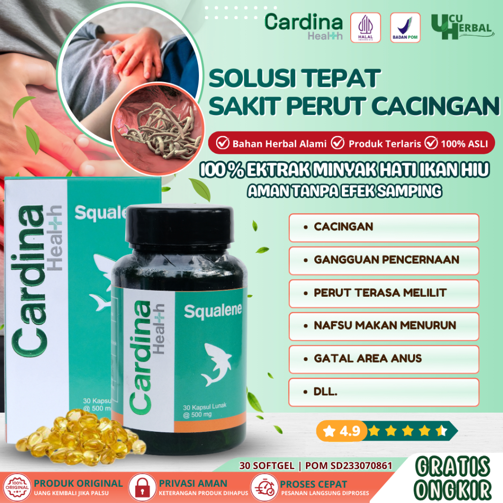 Obat Cacingan Anak dan Dewasa, Sakit Perut Melilit, Obat Cacing Kremi, Gatal Anus | Cardina Squalene