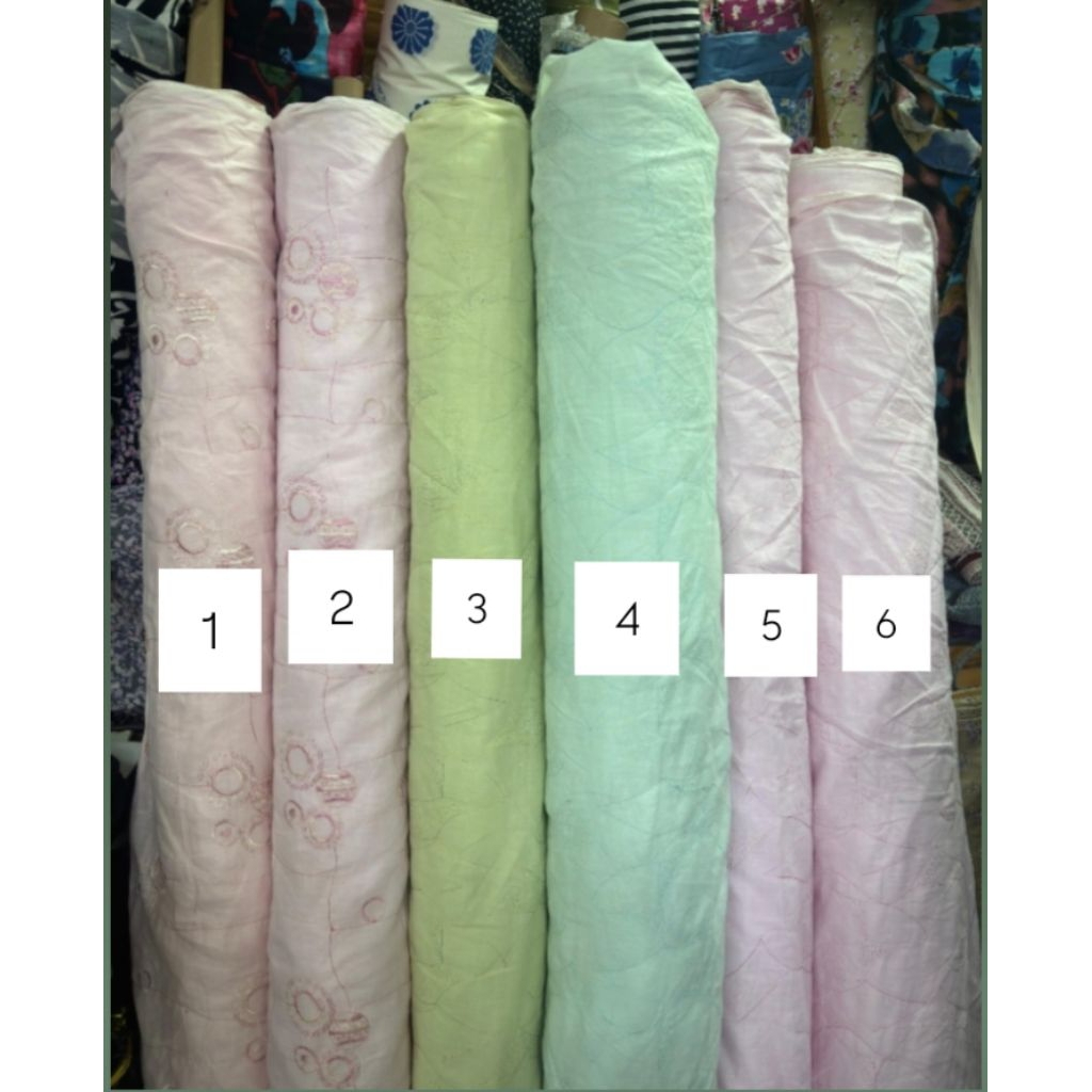 bahan linen bordir motif abstrak