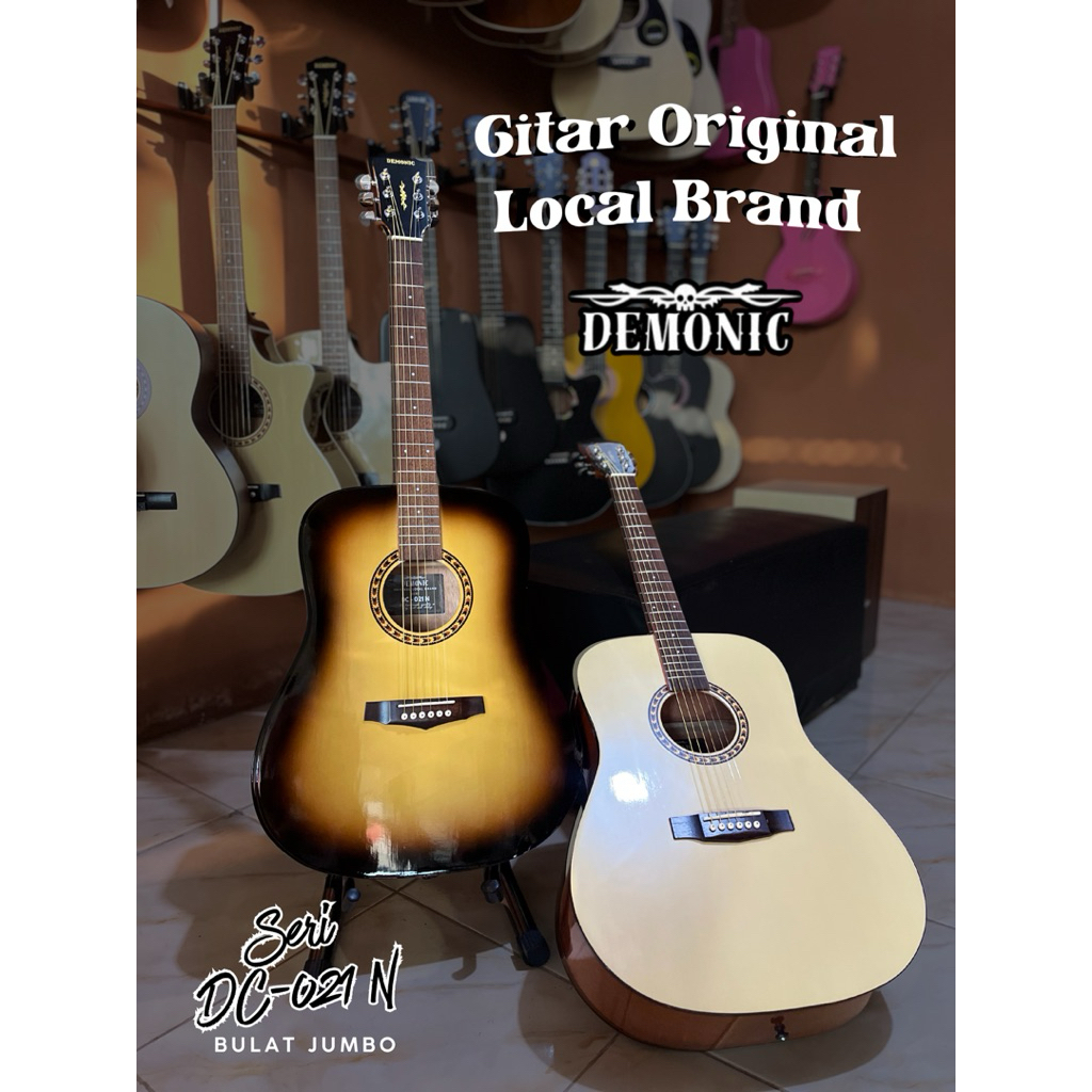 GITAR ORIGINAL LOKAL DEMONIC, GITAR DEMONIC SERI DC-021 N BULAT JUMBO, GITAR ORIGINAL, GITAR LOKAL, 