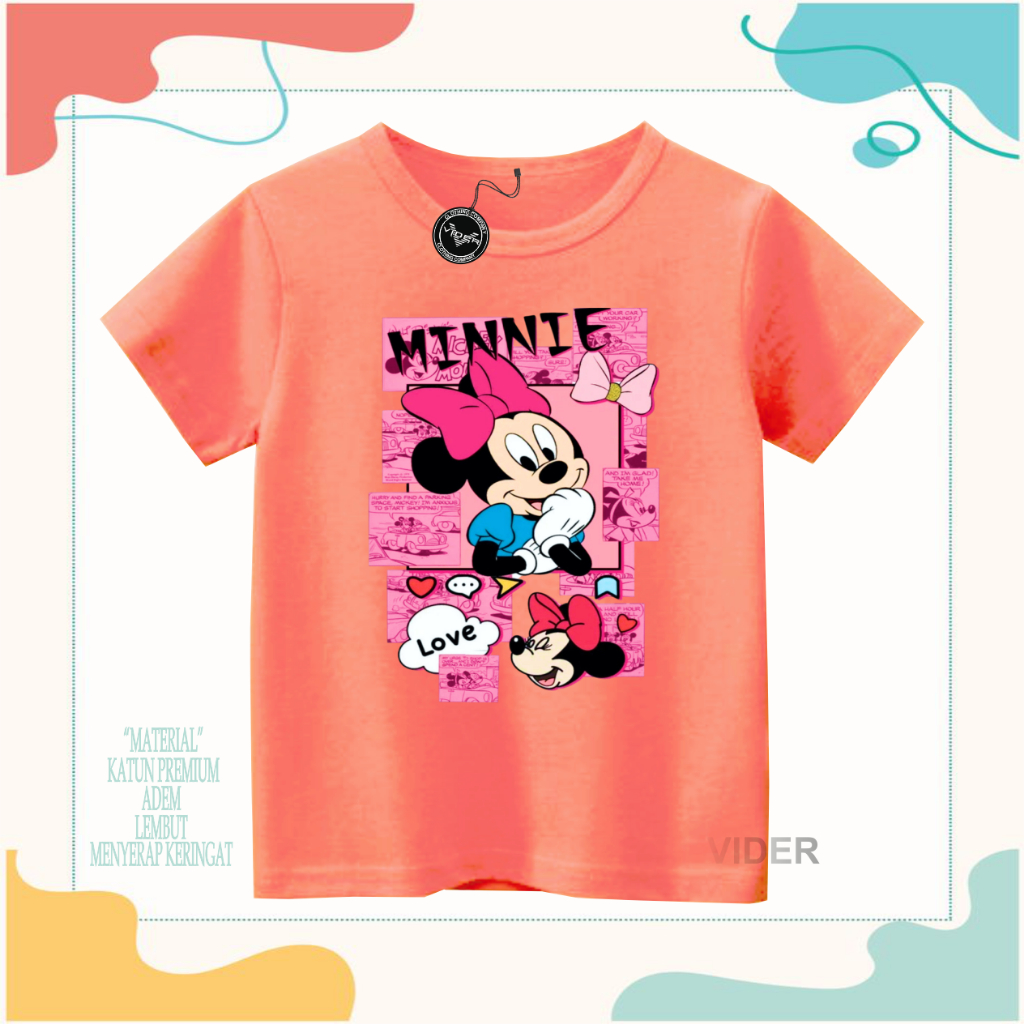 Kaos anak cewe karakter Mine mouse/Baju anak cewe karakter Mine mouse