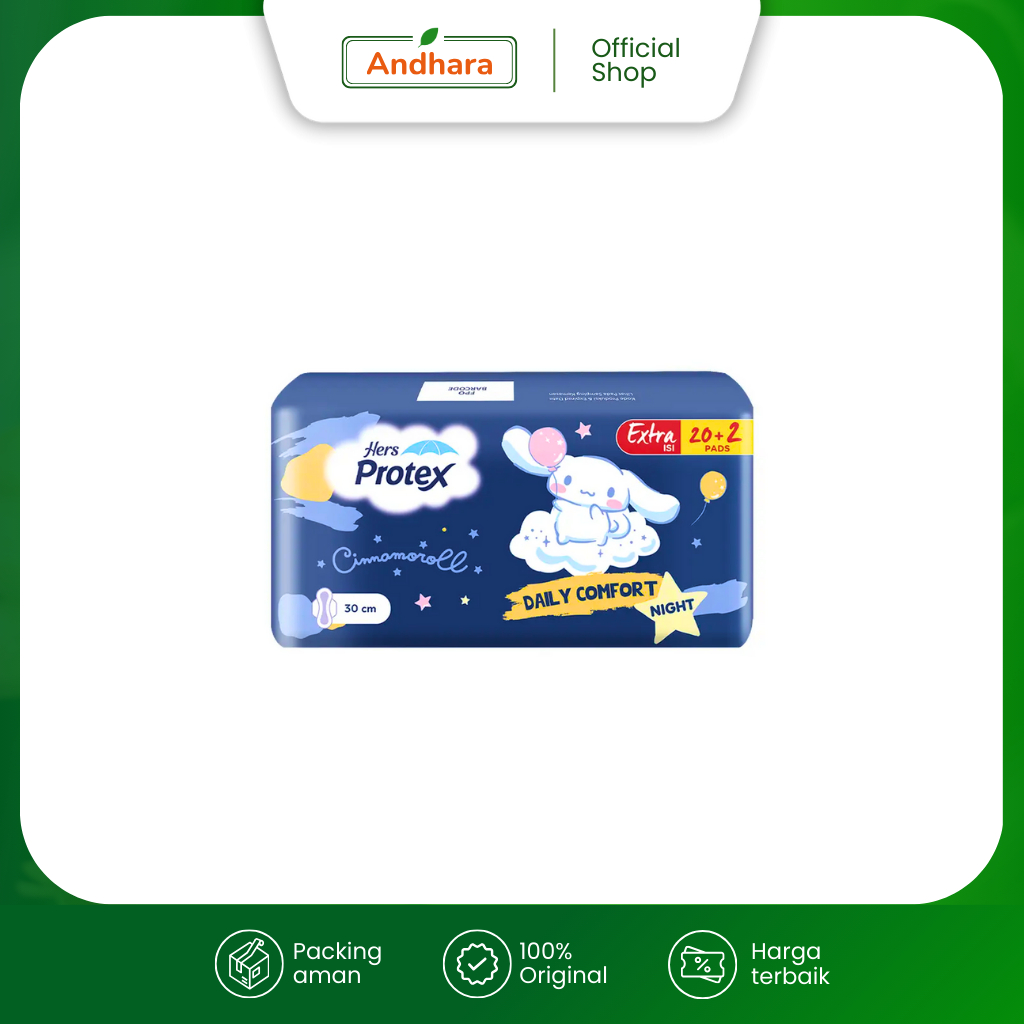 Hers Protex Cinnamonroll 30cm Isi 20+2 - Pembalut Malam