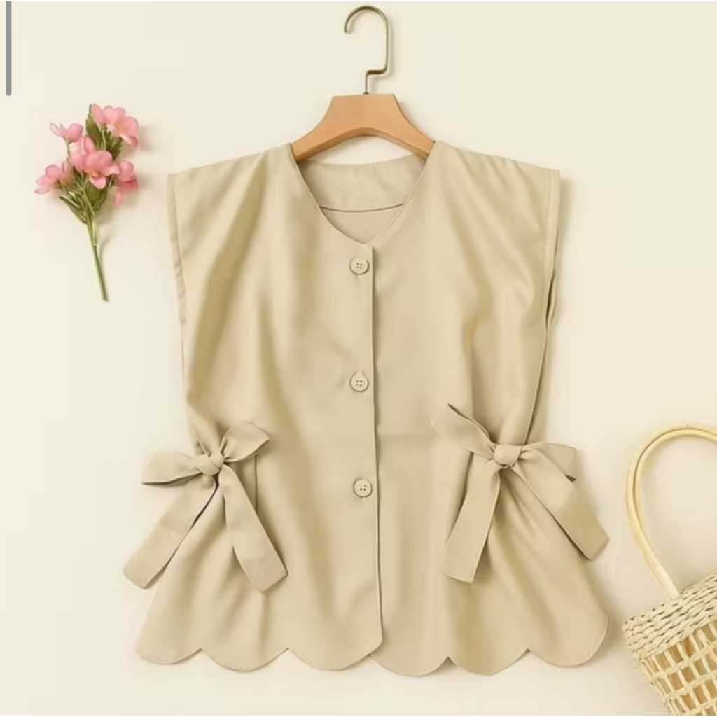 VEST WANITA SEMIWOLL TALI SAMPING // VEST CHERISH //ROMPI WANITA KEKINIAN