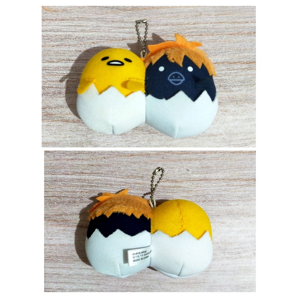 Official Haikyuu Shoyo Hinata Crow Gudetama Mini Plush Mascot Keychain Anime
