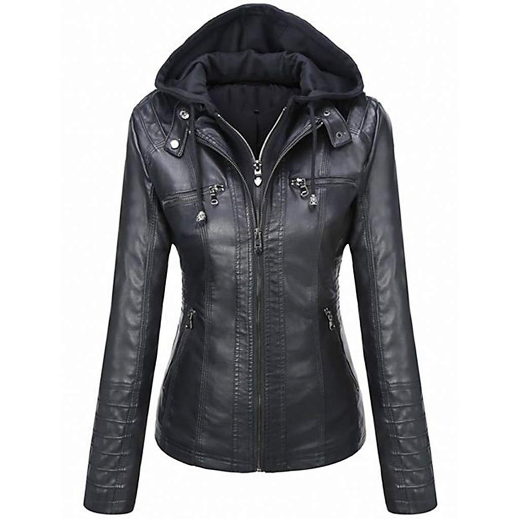 Female Leather Hoodie