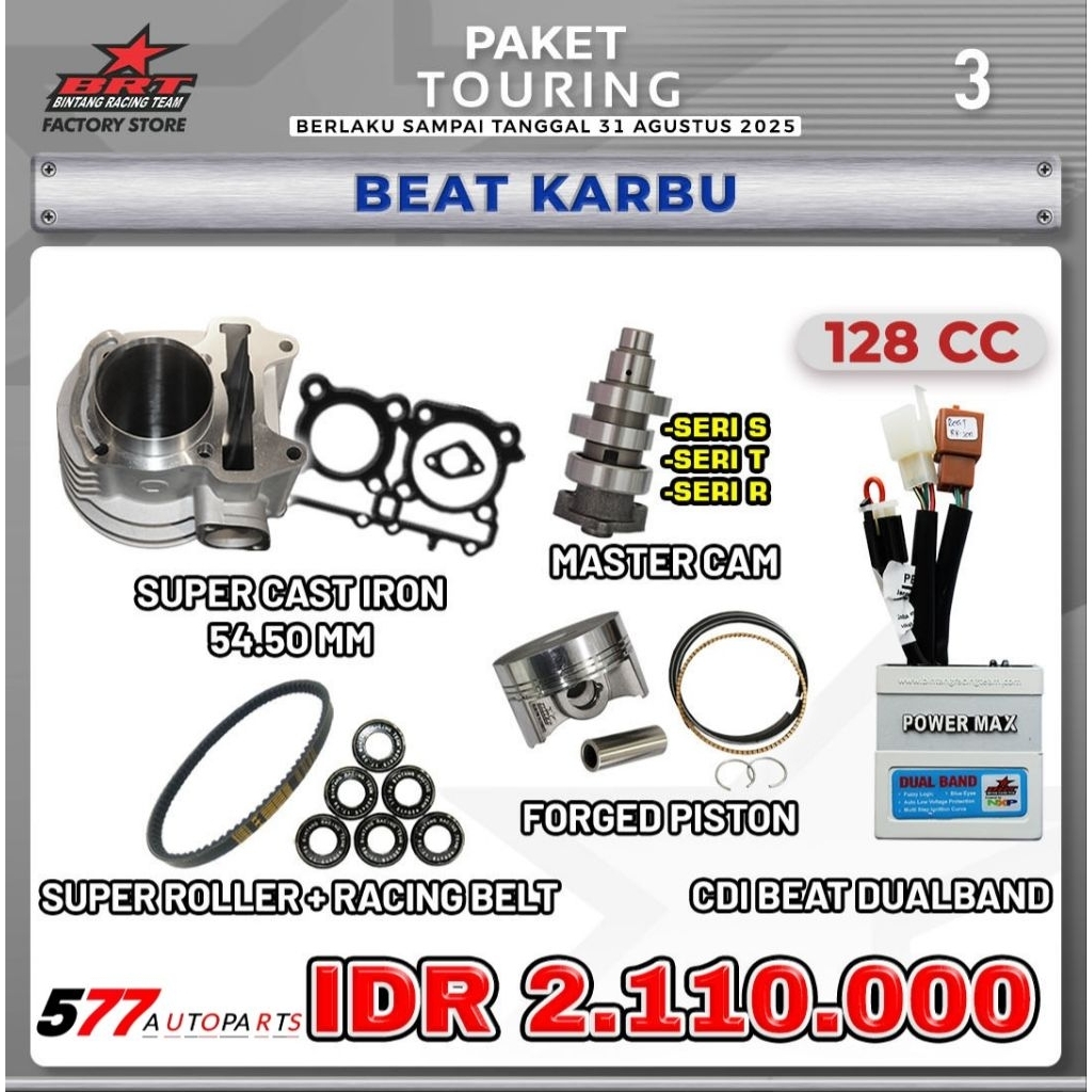 Paket Touring 3 Bore Up 128cc BRT Beat Karbu