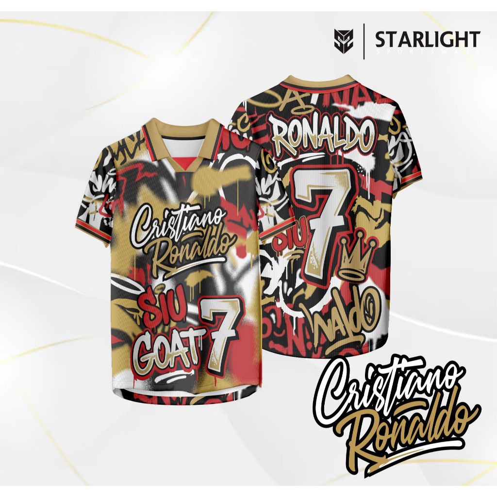 JERSEY RONALDO CR7 GOAT JERSEY RETRO CRISTIANO RONALDO PORTUGAL FULL PRINTING