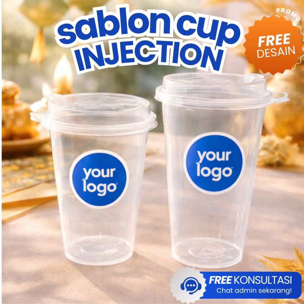 Sablon Gelas Injection 700ml | Cetak Cup Plastik Custom Logo Tebal | Cocok Minuman Jumbo Kopi Boba