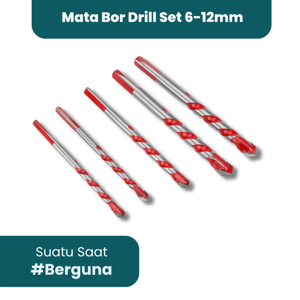 Mata Bor Drill Listrik Tangan Bit 6-12mm Isi 5 PCS