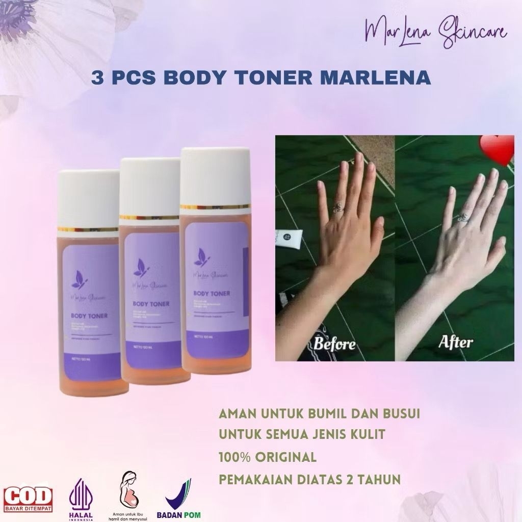 3 PCS) TONER MARLENA KELUPAS BADAN BPOM Mengangkat Sel Kulit Mati