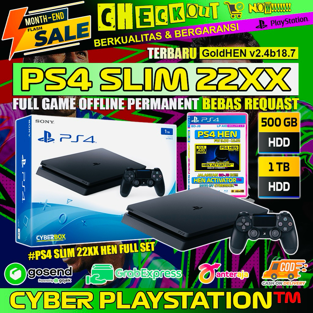 PS4 SLIM SERI 22XX HEN 6.72/9.00/11.00/12.02/12.52 FULL GAME BEBAS REQUEST | GARANSI