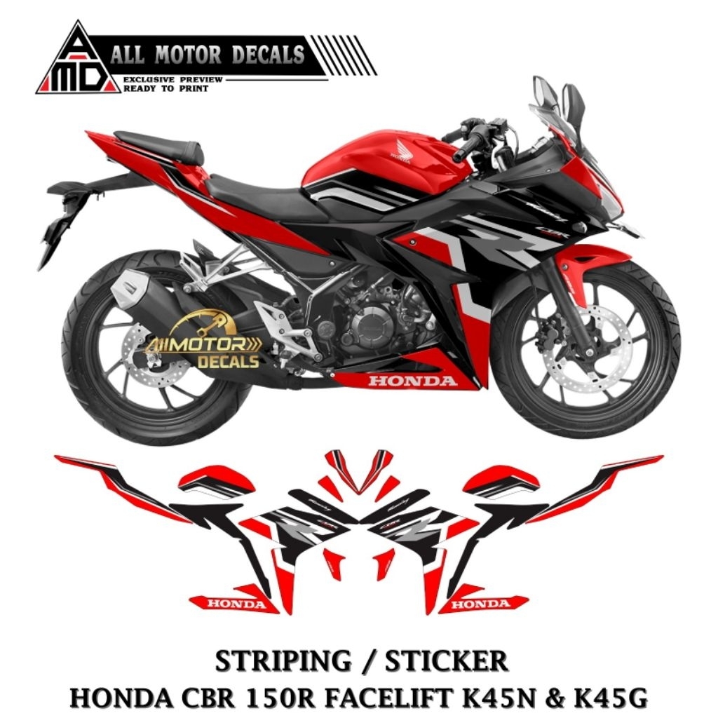 Striping Semifull Honda Cbr 150R Facelift K45N & K45G Tricolor RR / Sticker Decal CBR 150R K45N / St