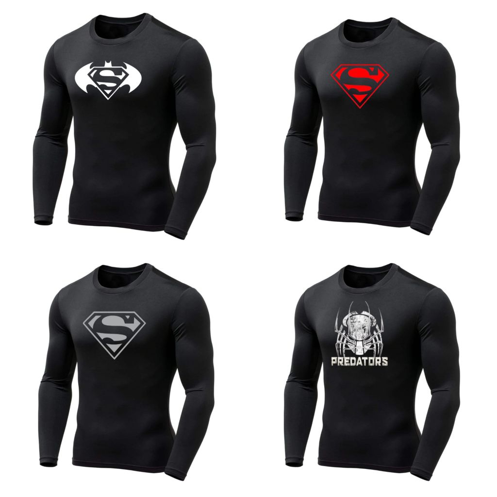 Baju Manset Olahraga Superman Compression Shirt Longsleeve Pria Wanita Kaos Gym Fitnes Lengan Panjan