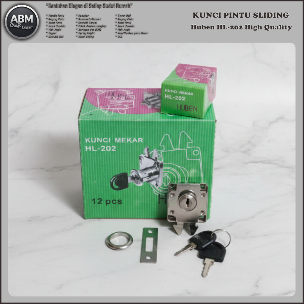 Kunci Laci Lemari Kunci Sliding Besi Plat Tahan Karat HL 202 High Quality