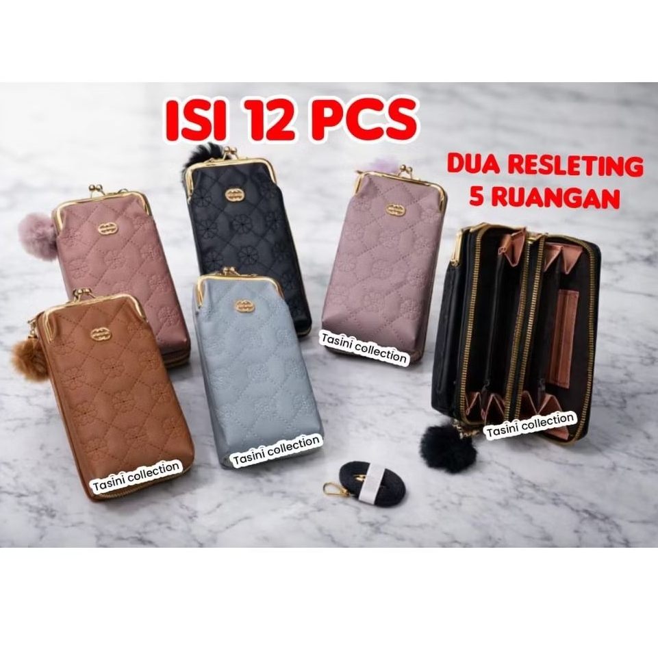 Tas selempang hp wanita behel isi 12 pcs dompet hp behel  motif varian banyak