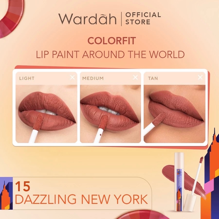 Wardah Lip Cream Colorfit Lip Paint Around the World 15 Dazzling New York 4g