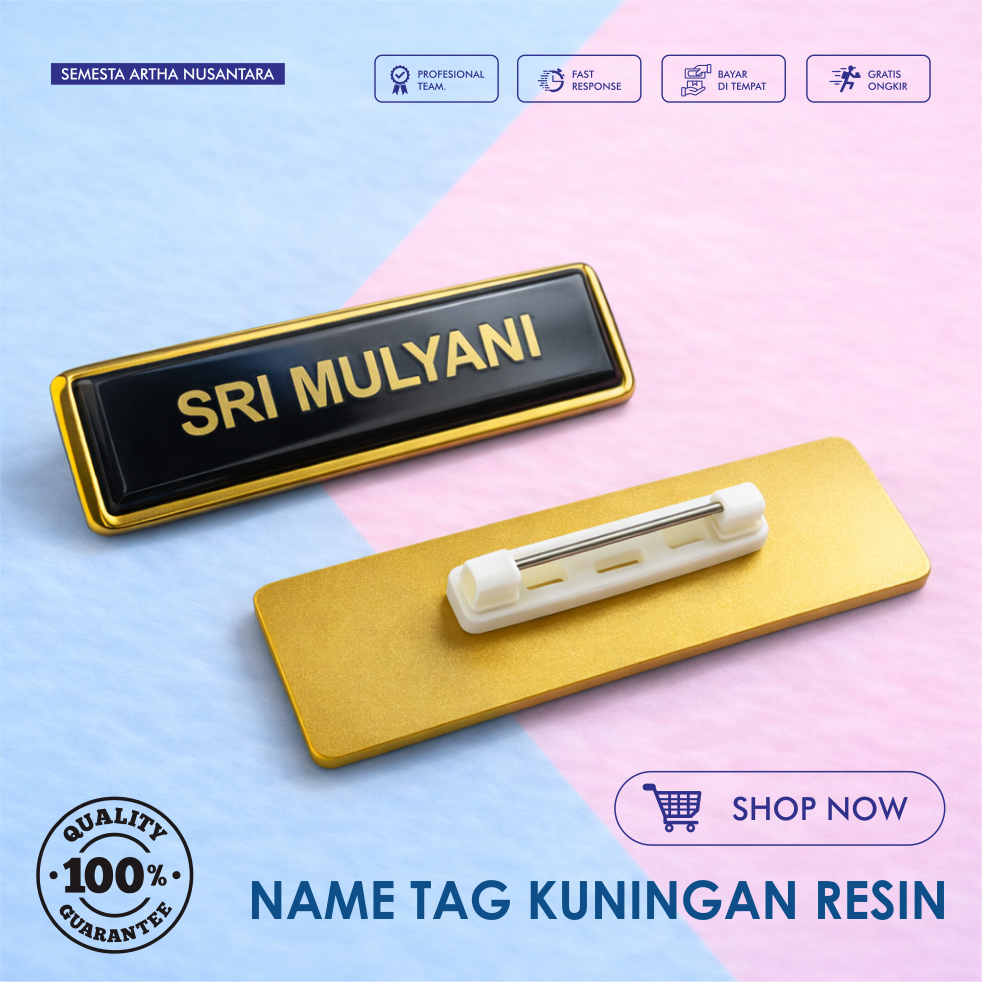 Name Tag Papan Nama Dada Kuningan Magnet