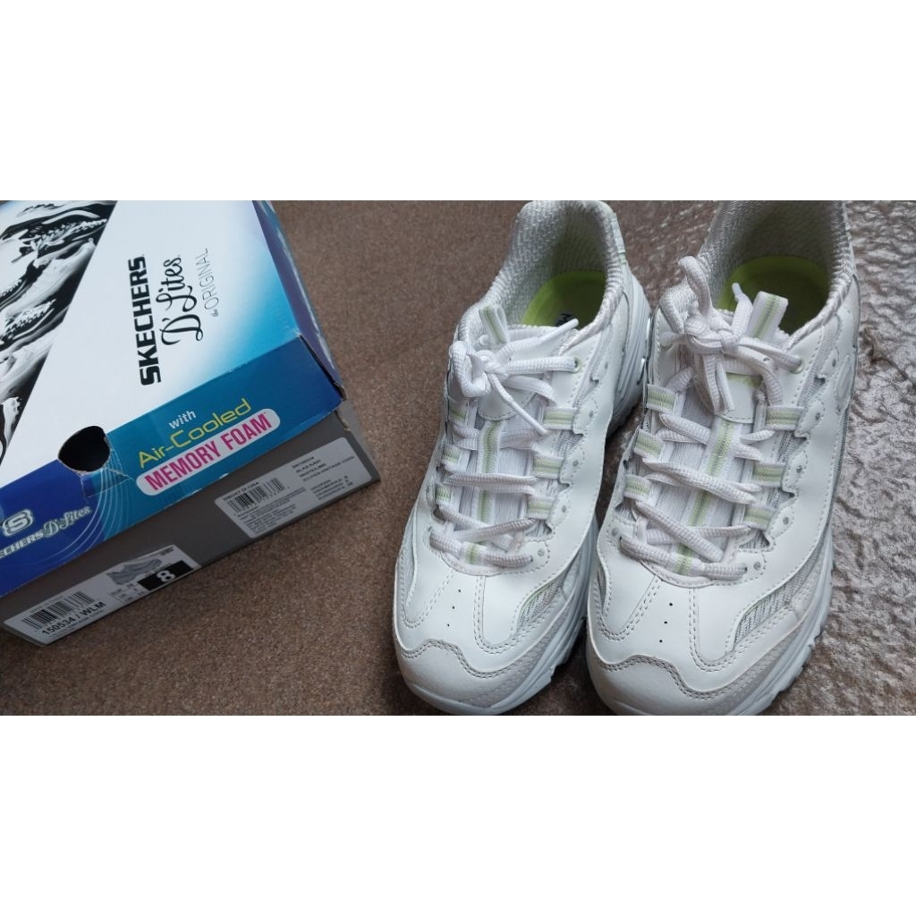 Skechers D' Lites Vintage Cool White Lime size 38