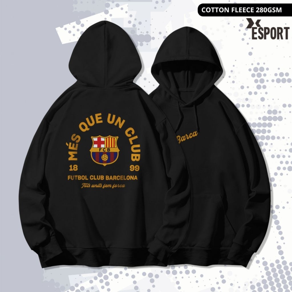 HOODIE SWEATER BARCA Mes Que Un Club|JACKET JUMPER BOLA BARCELONA FULL BLACK CUTTON ON|VISCABARCA